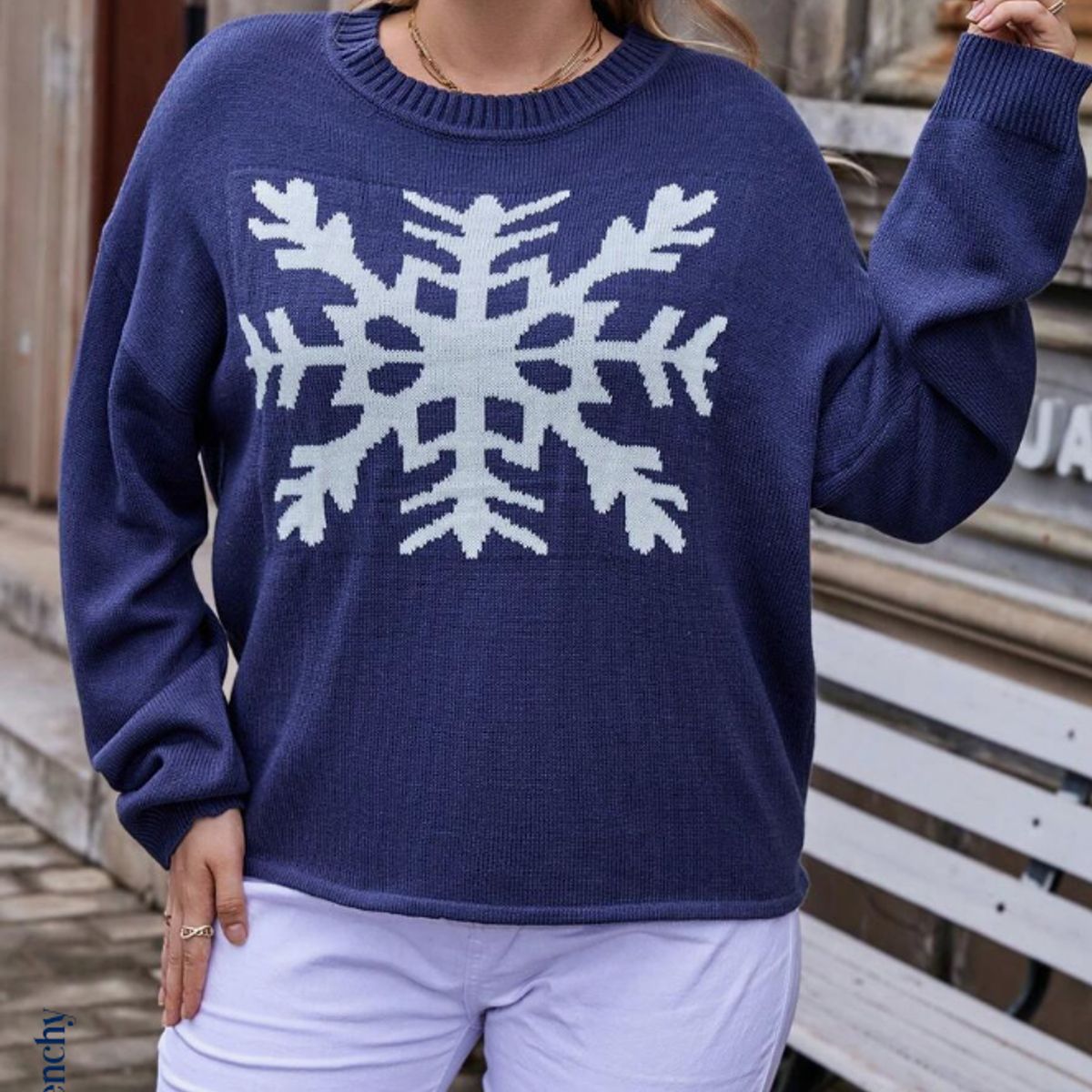 KIRAMA CLOTHING STORE - Jersey Azul con Copo de Nieve Blanco