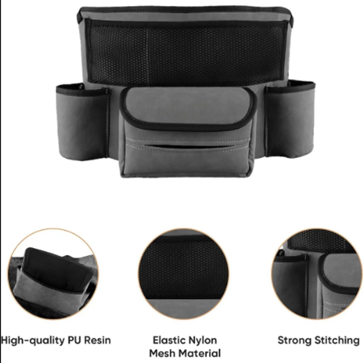 GENERICO - Soporte De Bolso Coche Entre Asientos Bolsa De Almacenamient Lisa Gris Oscuro