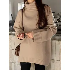 KIRAMA CLOTHING STORE - Chaleco Oversize Albaricoque con Cuello Cisne