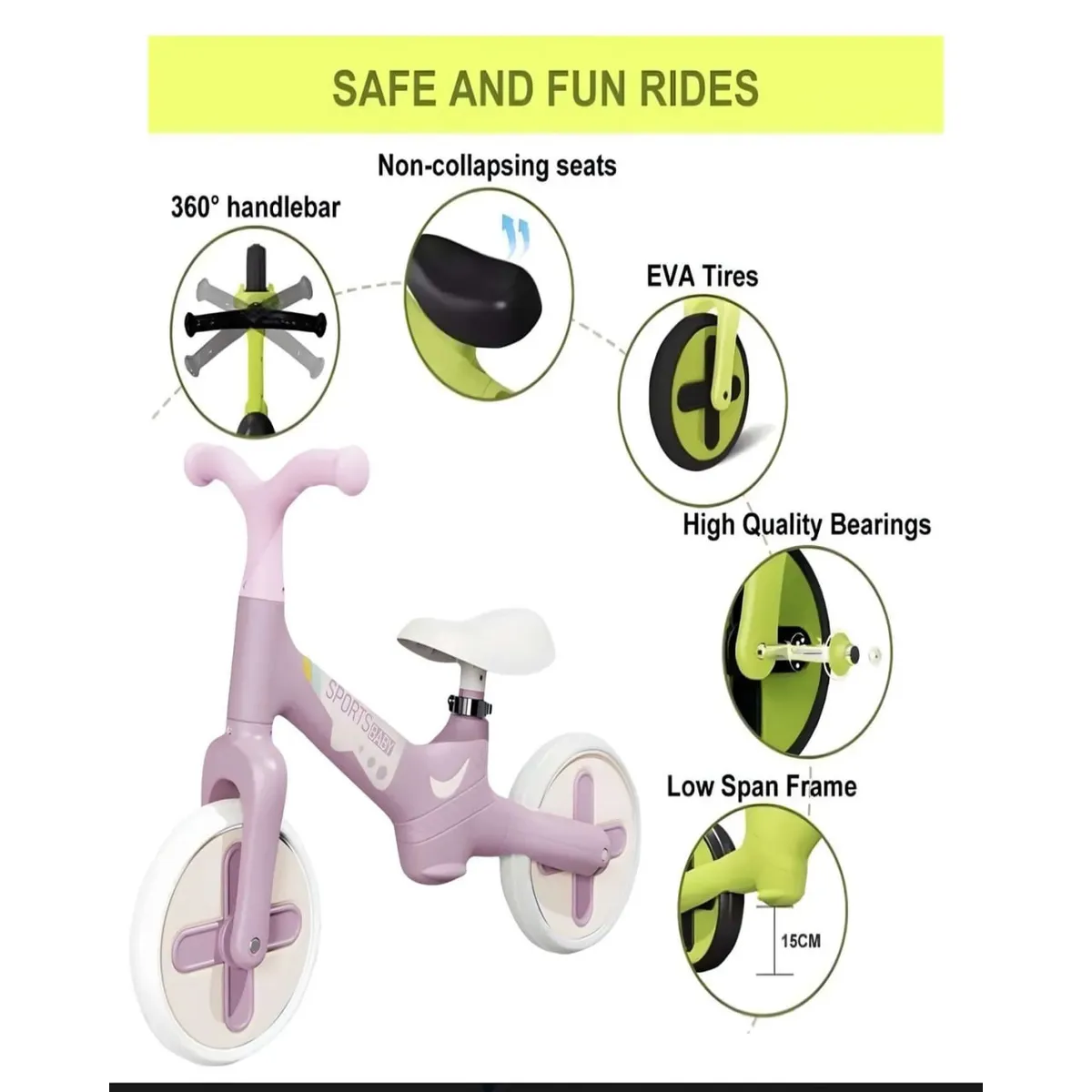 GENERICO - Bicicleta Equilibrio Balance Aprendizaje Sin Pedales Rosa