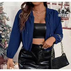 KIRAMA CLOTHING STORE - Cazadora Azul Marino con Capucha y Cordón