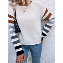 KIRAMA CLOTHING STORE - Jersey Albaricoque con Rayas Multicolor y Hombros Caídos