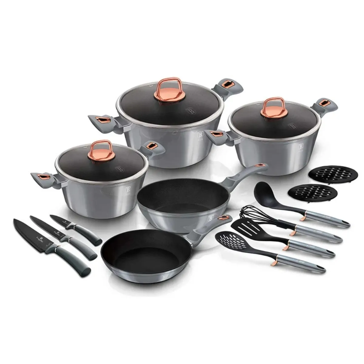 BERLINGER HAUS - BATERIA DE COCINA 17 PZS MOONLIGHT COLLECTION ANTIADHERENTE