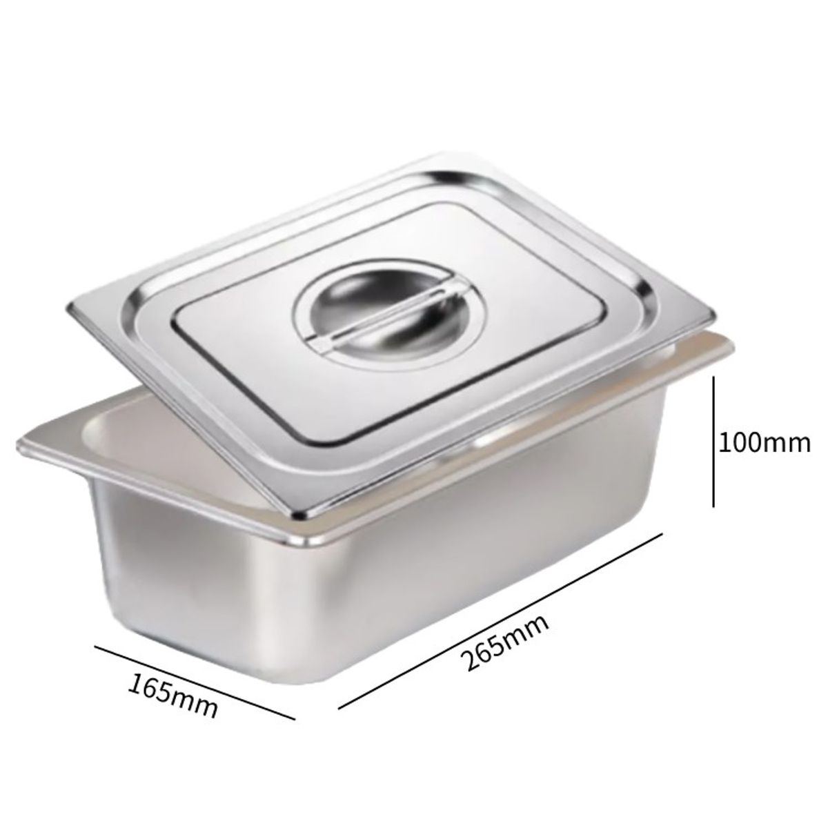 GENERICO - Pack 6 Deposito Gastronomico Acero 16 Cm X 265 Cm Con Tapa