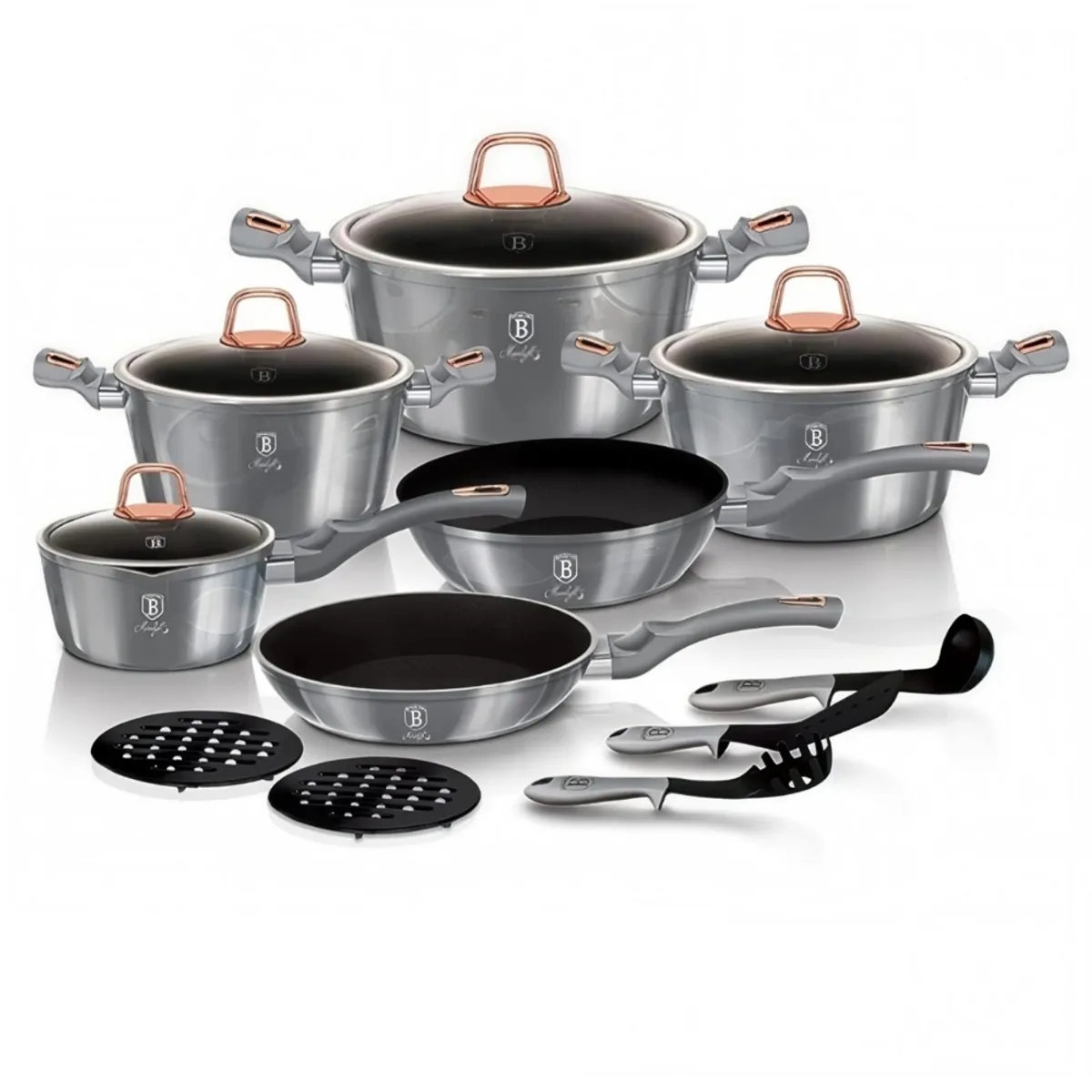 BERLINGER HAUS - BATERIA DE COCINA 18 PZS MOONLIGHT COLLECTION ANTIADHERENTE