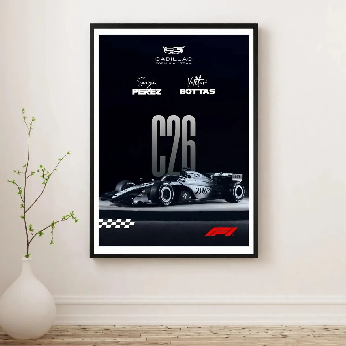 GENERICO - Cuadro Cadillac F1 Team Fórmula 1 Potencia Americana + Marco