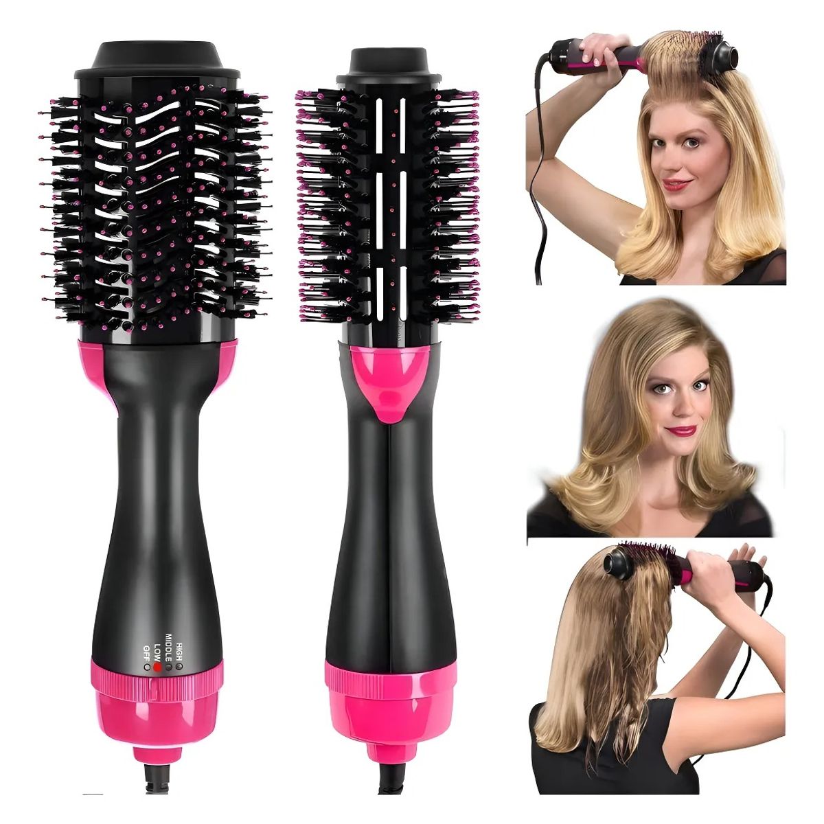 MOVI - CEPILLO ALISADOR ELÉCTRICO SECADOR ANTI FRIZZ 3 EN 1