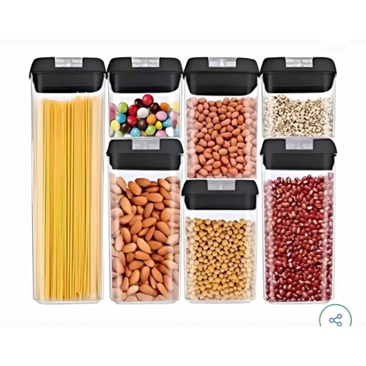 GENERICO - SET DE 7 RECIPIENTES HERMETICOS PARA ALMACENAR ALIMENTOS