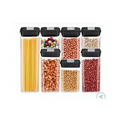 GENERICO - SET DE 7 RECIPIENTES HERMETICOS PARA ALMACENAR ALIMENTOS.