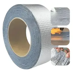 DEFF - Cinta Adhesiva Tapa Gotera De Butilo 5 Cm X 5 Mts Gris/ Wowi Plateado