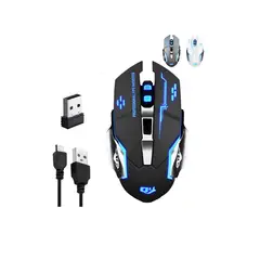 GENERICO - Mouse Gamer Inalámbrico Silencioso Y Recargable Con Luz Led