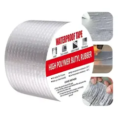 DEFF - Cinta Adhesiva Tapa Gotera De Butilo 10 Cm X 5 Mts Gris Wowi Plateado