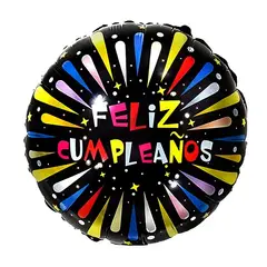 GENERICO - Globo metálico negro feliz cumpleaños 45cm