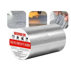 DEFF - Cinta Adhesiva Tapa Gotera De Butilo 20 Cm X 5 Mts Gris Wowi Plateado