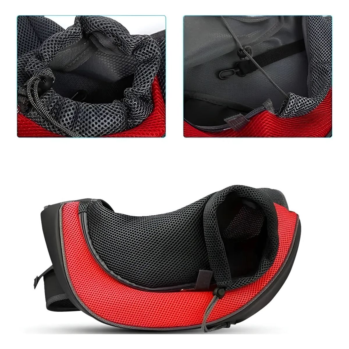 GENERICO - Bolso morral reforzado y tela respirable para llevar mascota pequeña NEGROROJO