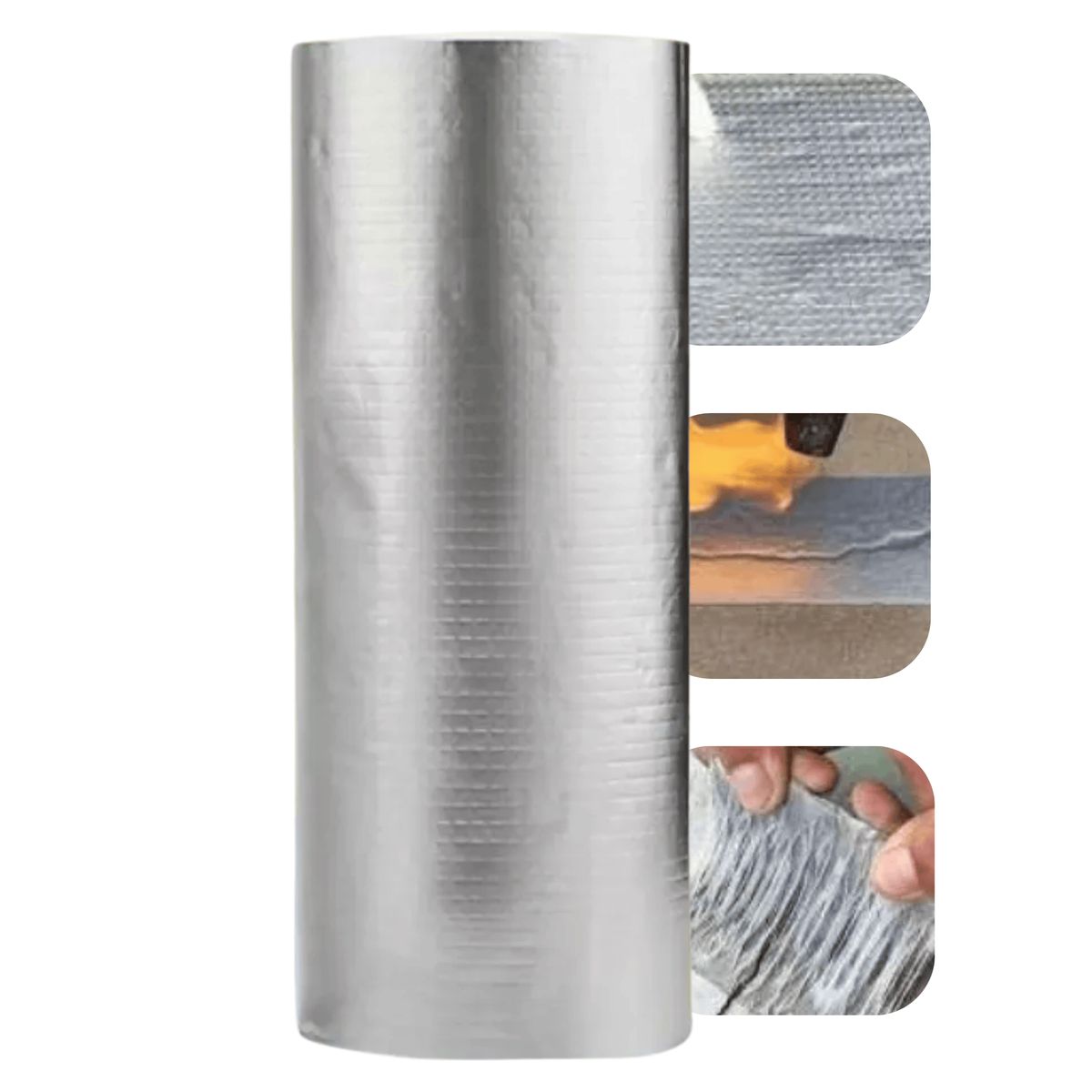 DEFF - Cinta Adhesiva Tapa Gotera De Butilo 50 Cm X 5 Mts Gris Wowi Plateado