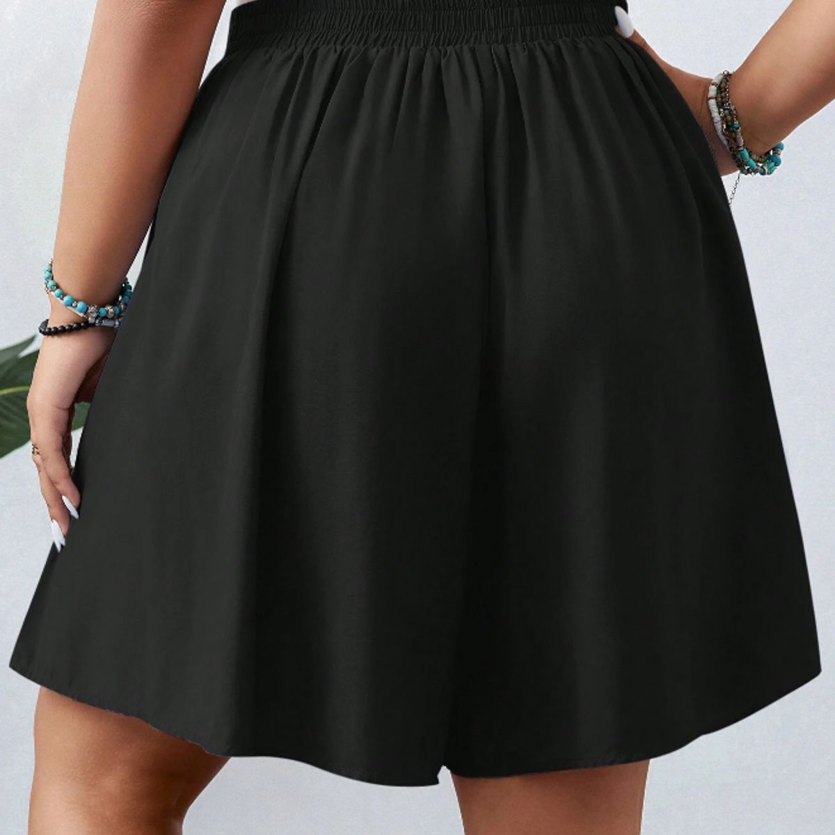 KIRAMA CLOTHING STORE - Falda Corta Negra Casual con Cintura Elástica y Lazo