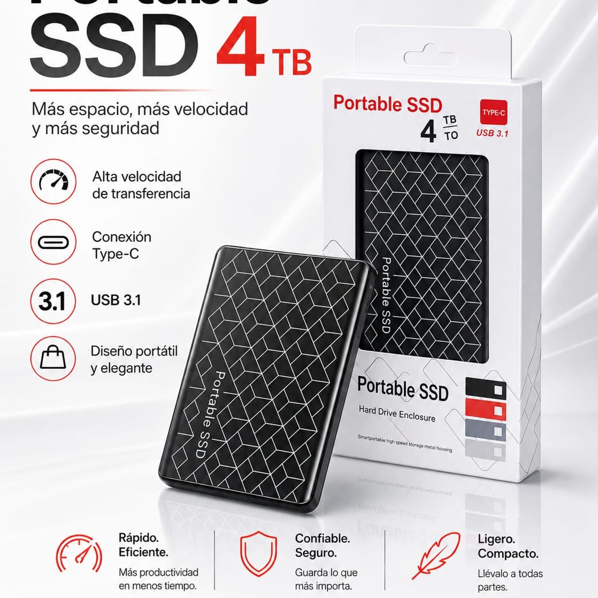 GENERICO - Disco duro externo de alta velocidad disco duro portátil de 4TB SSD  USB31