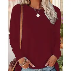 KIRAMA CLOTHING STORE - Blusa Casual Burdeos Cuello Redondo