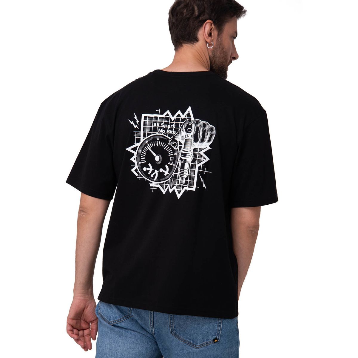 CAT - Polera Manga Corta Hombre Diseño SCI FI Negro CAT