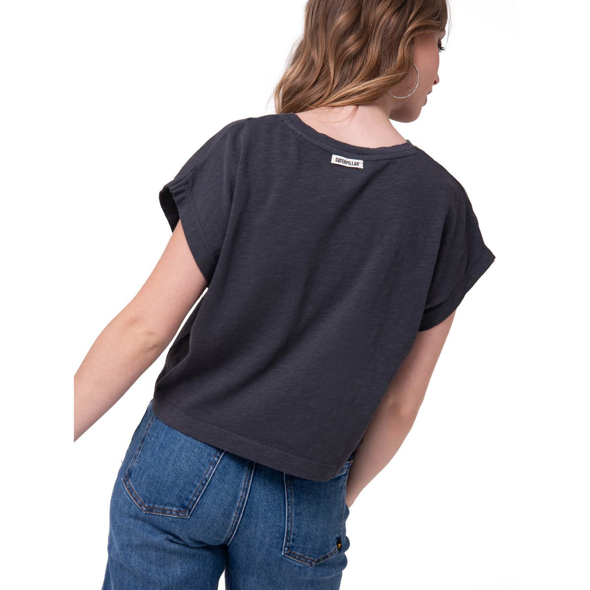 CAT - Polera Manga Corta Mujer Slub Knit Fashion Negro CAT