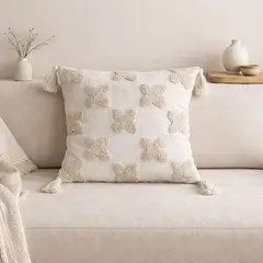 GENERICO - Funda De Cojin Boho Flor Crudo