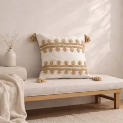 GENERICO - Funda De Cojin Boho Trigal Crudo