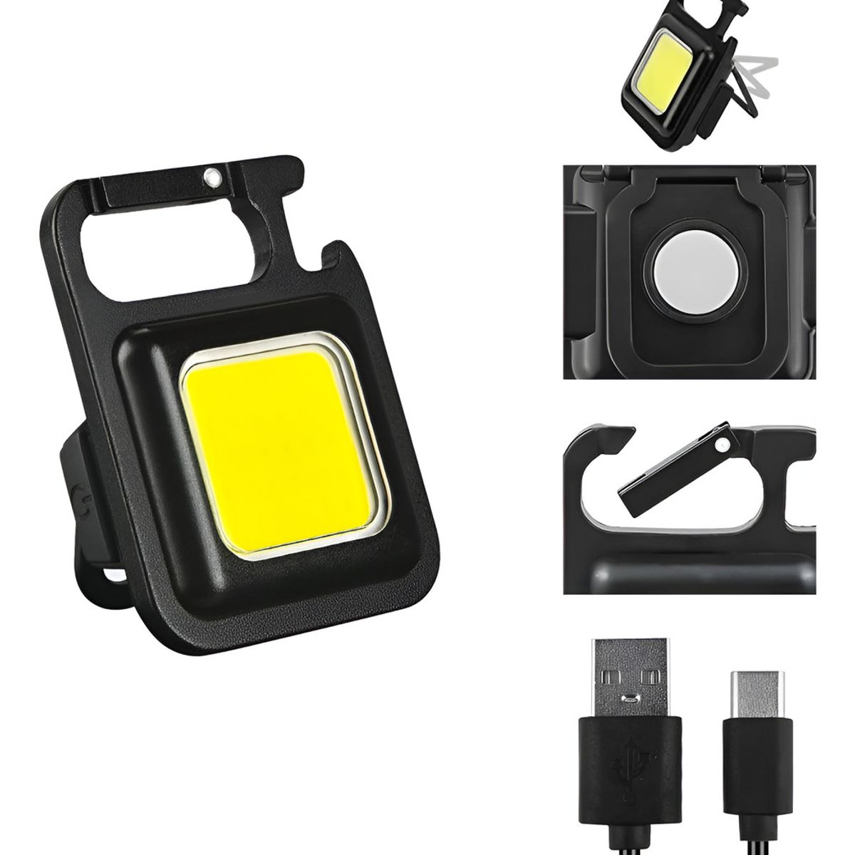 GENERICO - Linterna Led Cob Llavero Gancho Portátil Recargable Potente