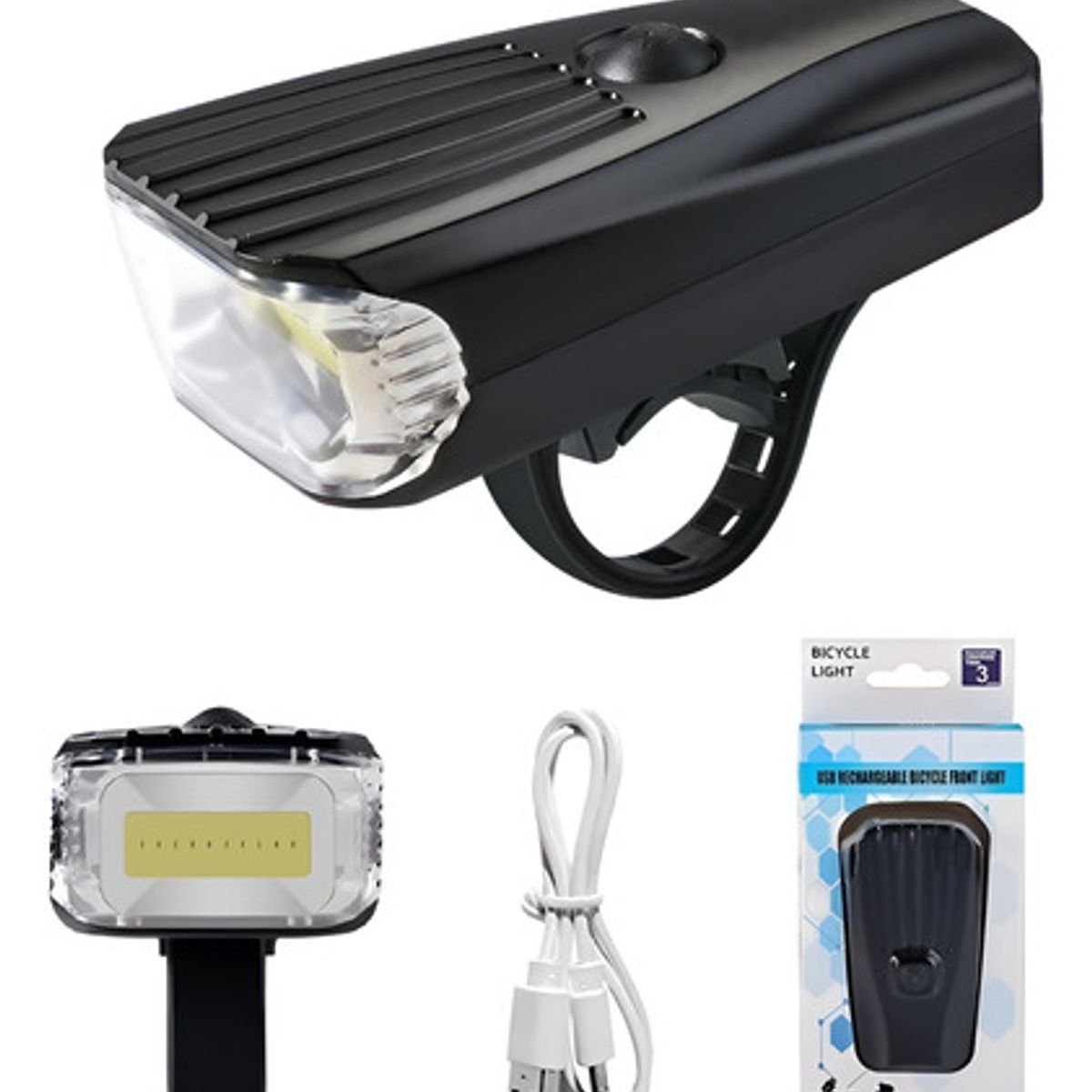 GENERICO - Luz De Bicicleta Impermeable Cob Led Recargable Emergencia