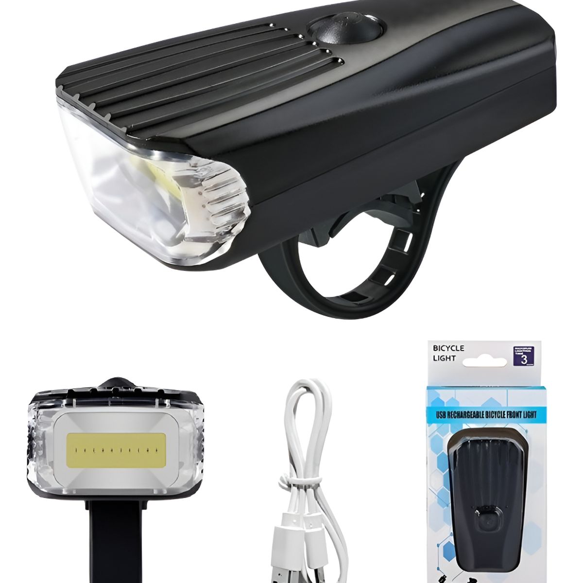 GENERICO - Luz De Bicicleta Impermeable Cob Led Recargable Emergencia