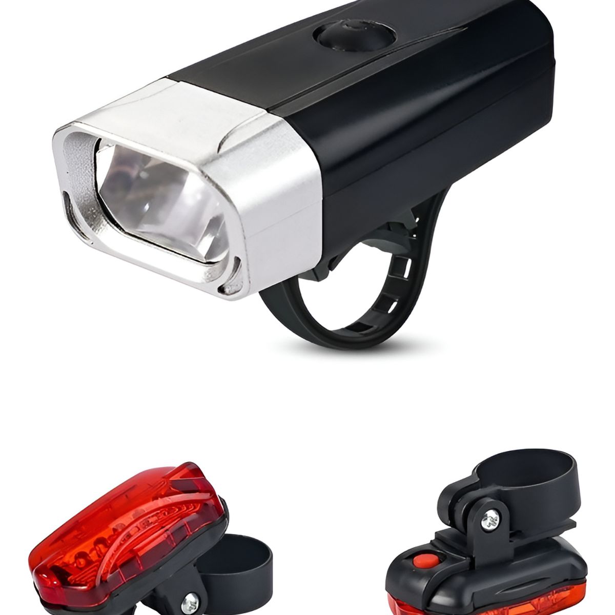 GENERICO - Pack Luz Bicicleta Delantera Trasera A Pila Emergencia 300lm