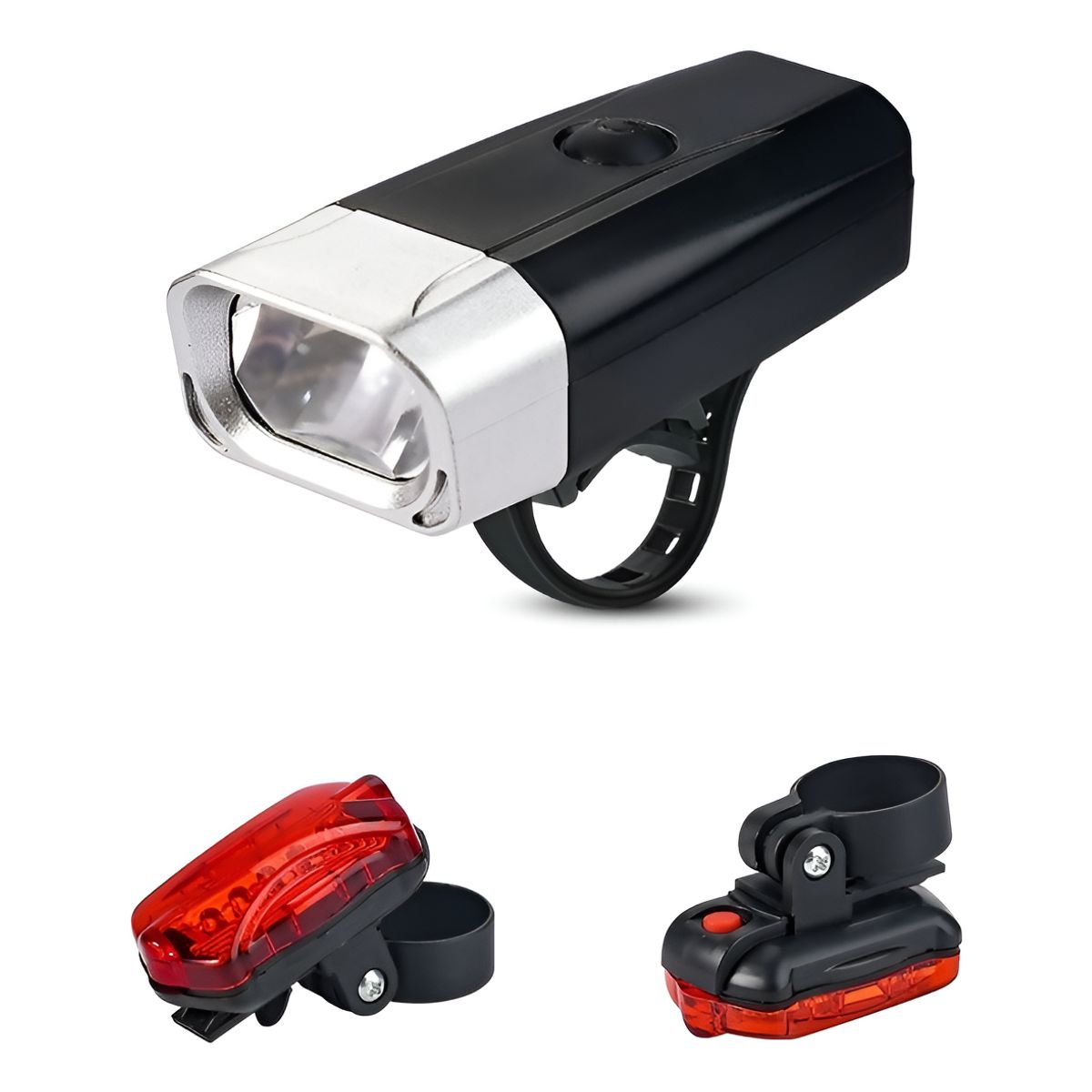 GENERICO - Pack Luz Bicicleta Delantera Trasera A Pila Emergencia 300lm