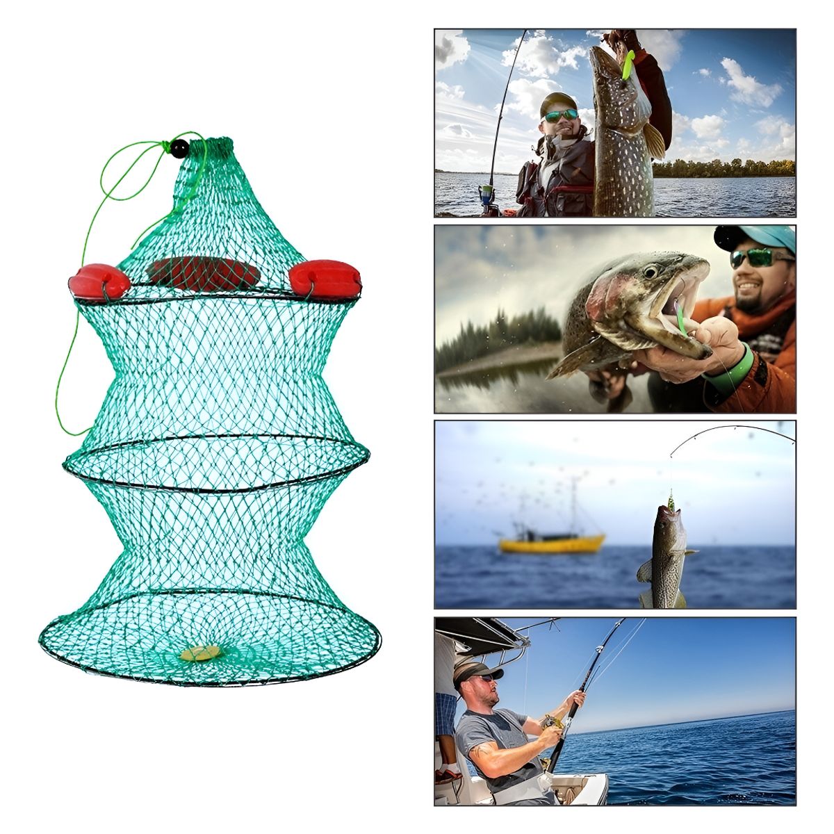 GENERICO - Jaula Pesca Caza Camping Red Nylon Trenza Plegable Flotante