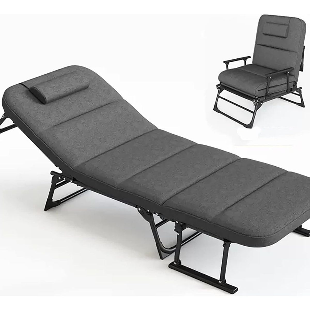 GENERICO - Cama Portatil Plegable De Reforzado Con Colchon Desmontable Color Gris