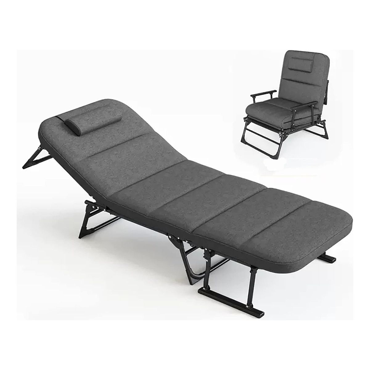 GENERICO - Cama Portatil Plegable De Reforzado Con Colchon Desmontable Color Gris