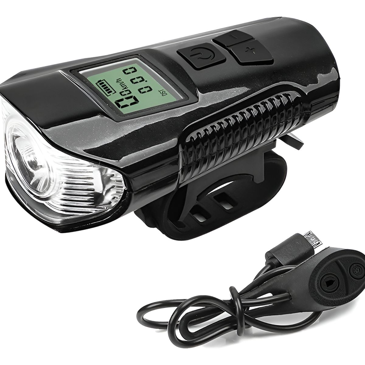 GENERICO - Luz Recargable Bicicleta Usb + Bocina Pantalla Medición