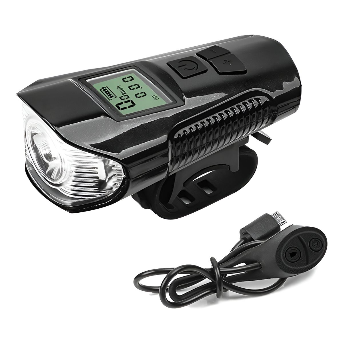 GENERICO - Luz Recargable Bicicleta Usb + Bocina Pantalla Medición