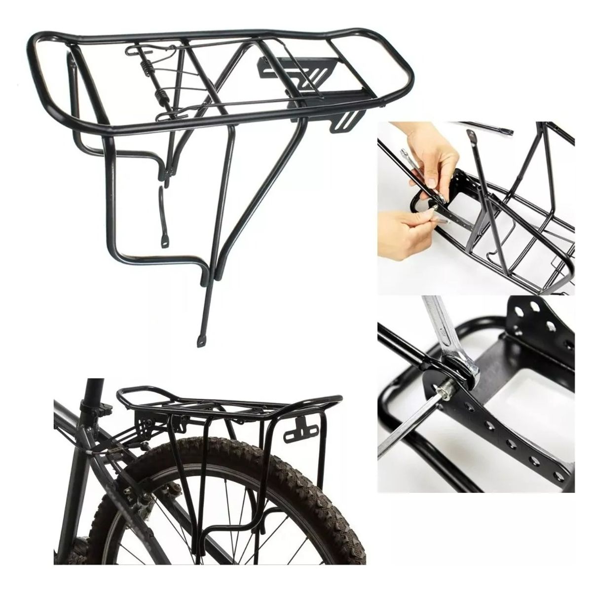GENERICO - Parrilla Bicicleta Aluminio Freno Disco Y Vbrake  Force Color NEGRO - 212083