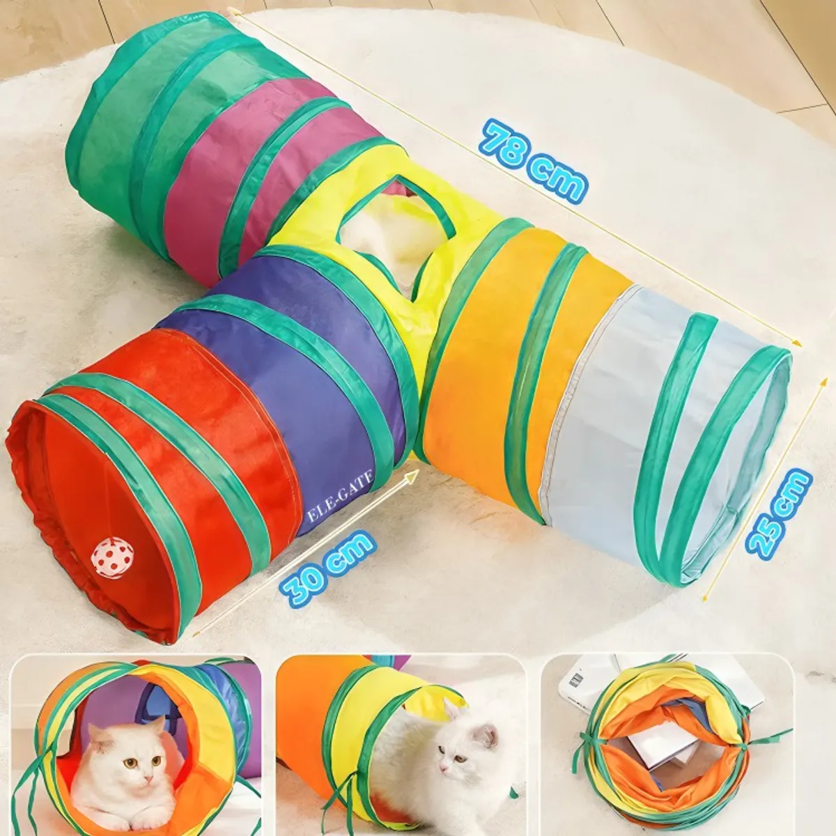 GENERICO - Túnel Plegable Gato 3 Vías 20 Pzs Juguetes Mascota