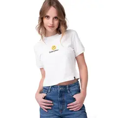 CAT - Polera MC Mujer Caterpillar Smiley C Blanco