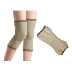 GENERICO - Par Rodillera Compresión Deportiva Lana Calentador Terapia Color Beige - 262339