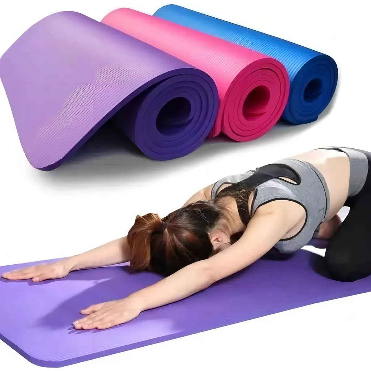GENERICO - Mat Yoga Colchoneta 185x61 Cm Espesor 10mm Pilates Ejercicio Color Violeta