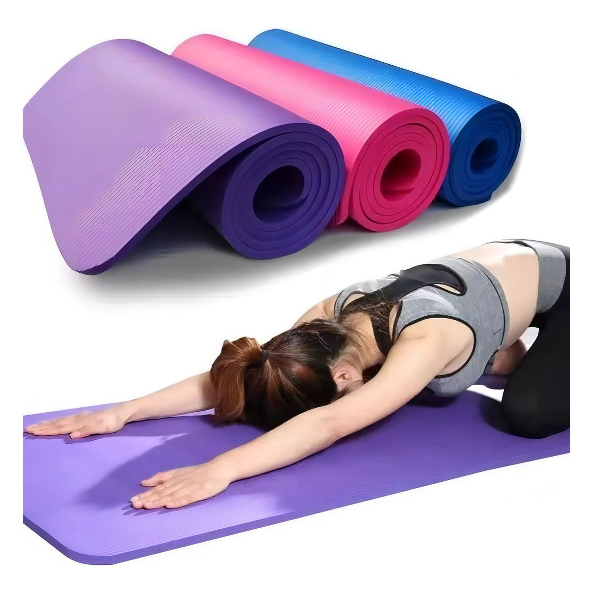 GENERICO - Mat Yoga Colchoneta 185x61 Cm Espesor 10mm Pilates Ejercicio Color Violeta