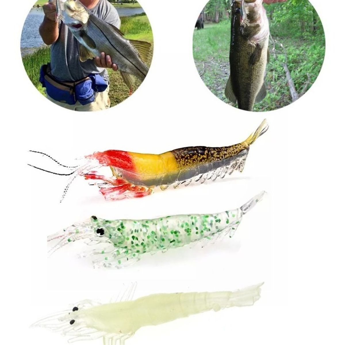 GENERICO - Pack 10 Señuelos Cebo Pesca Silicona 7cm Color Camarón-azar