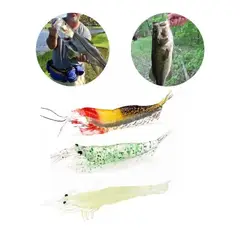 GENERICO - Pack 10 Señuelos Cebo Pesca Silicona 7cm Color Camarón-azar
