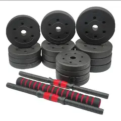 GENERICO - Set De Mancuernas 30kg Barra Armable Ajustable Pesas Discos Negro