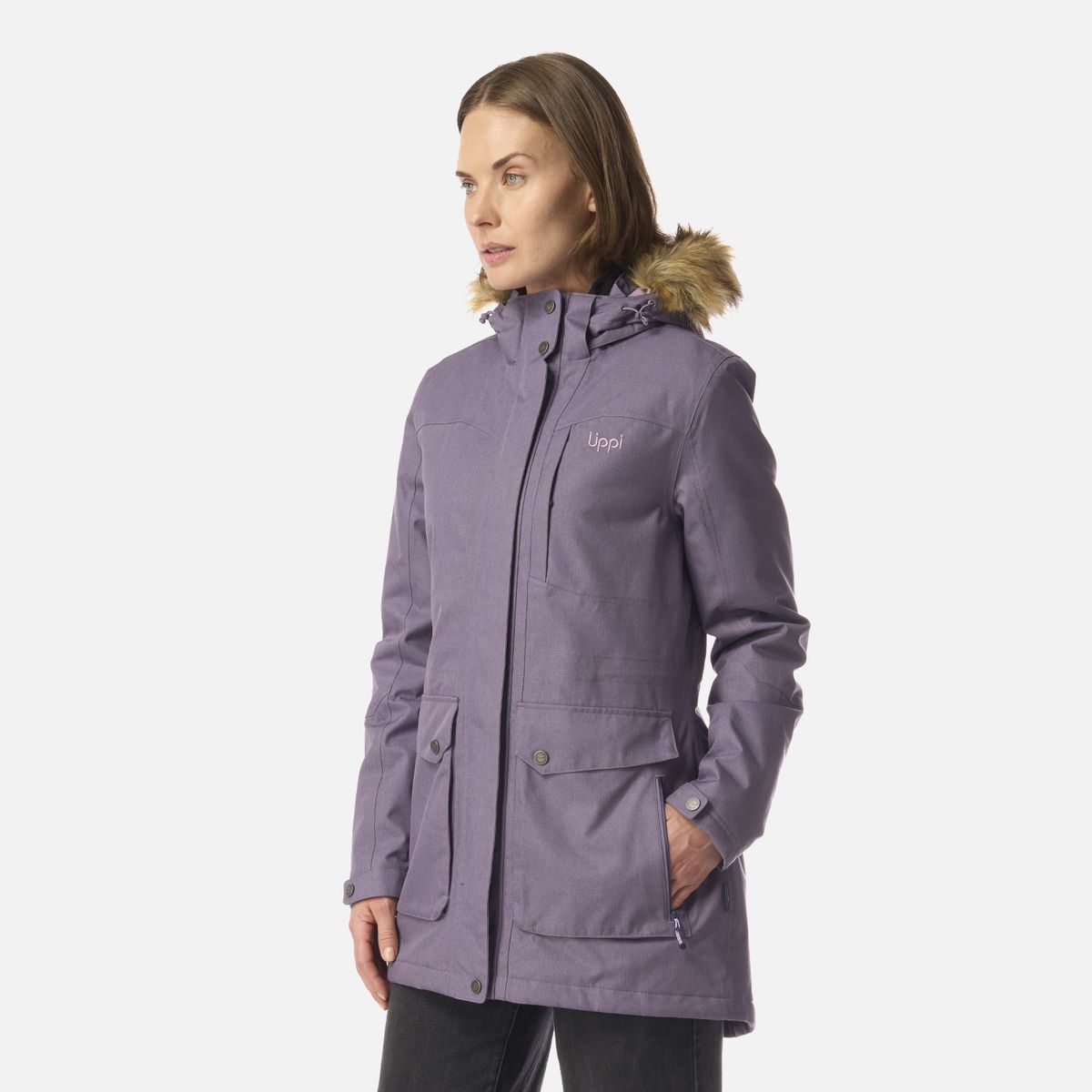 LIPPI - Chaqueta Mujer Roble B-Dry Hoody Jacket Violeta Melange Lippi
