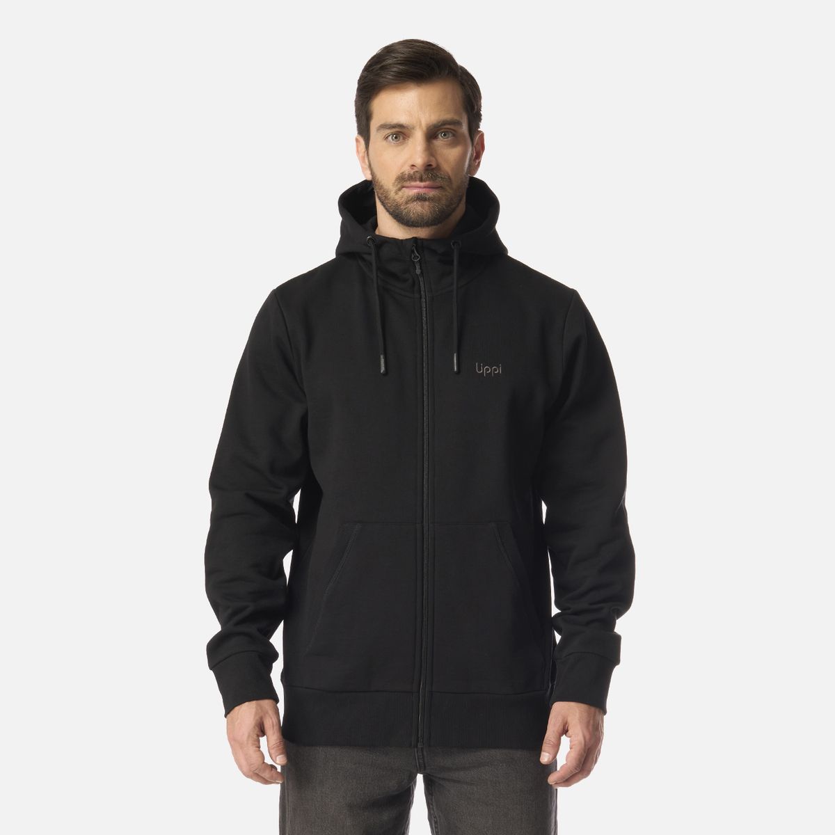 LIPPI - Polerón Hombre Ulmo Full Zip Hoody Sweatshirt Negro Lippi