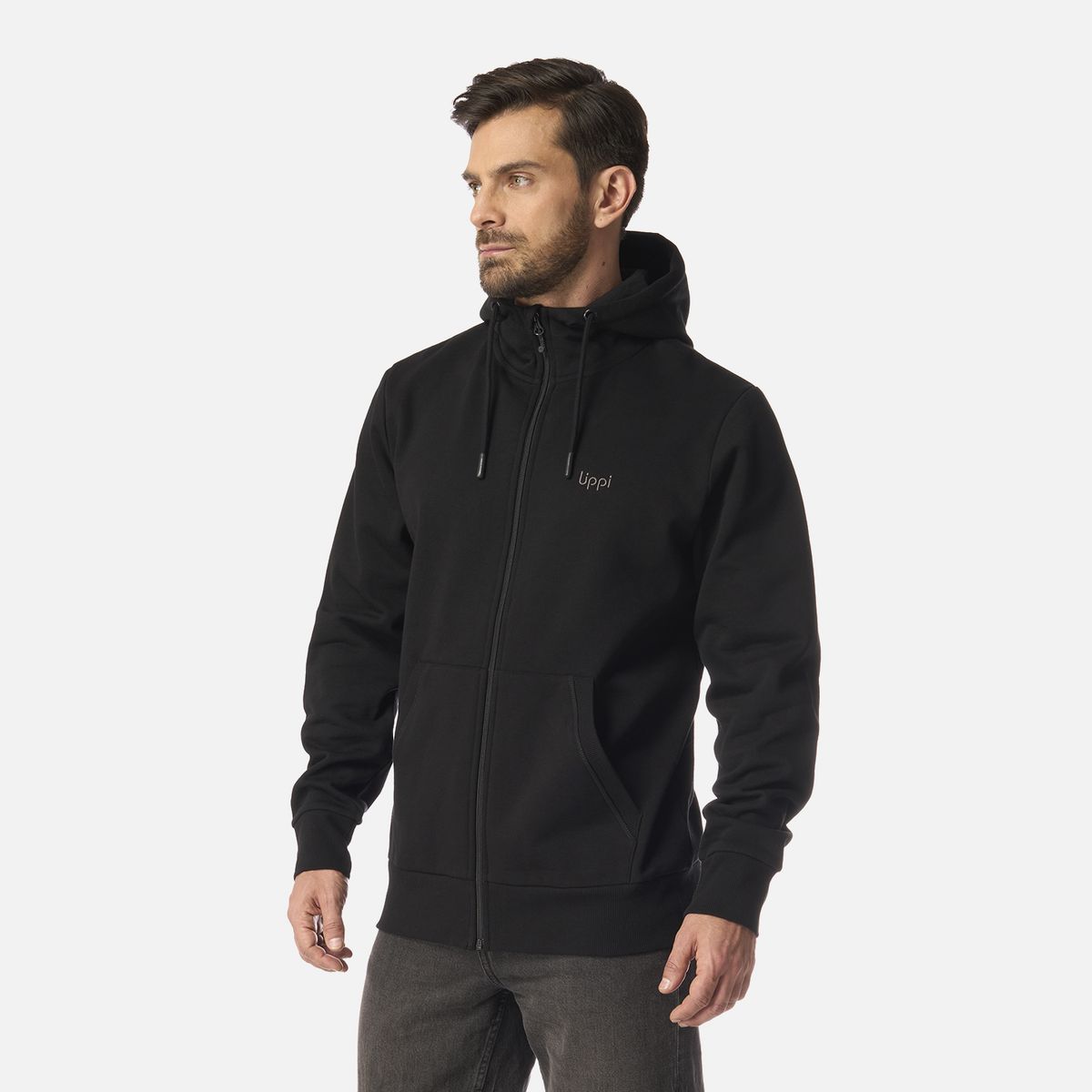 LIPPI - Polerón Hombre Ulmo Full Zip Hoody Sweatshirt Negro Lippi