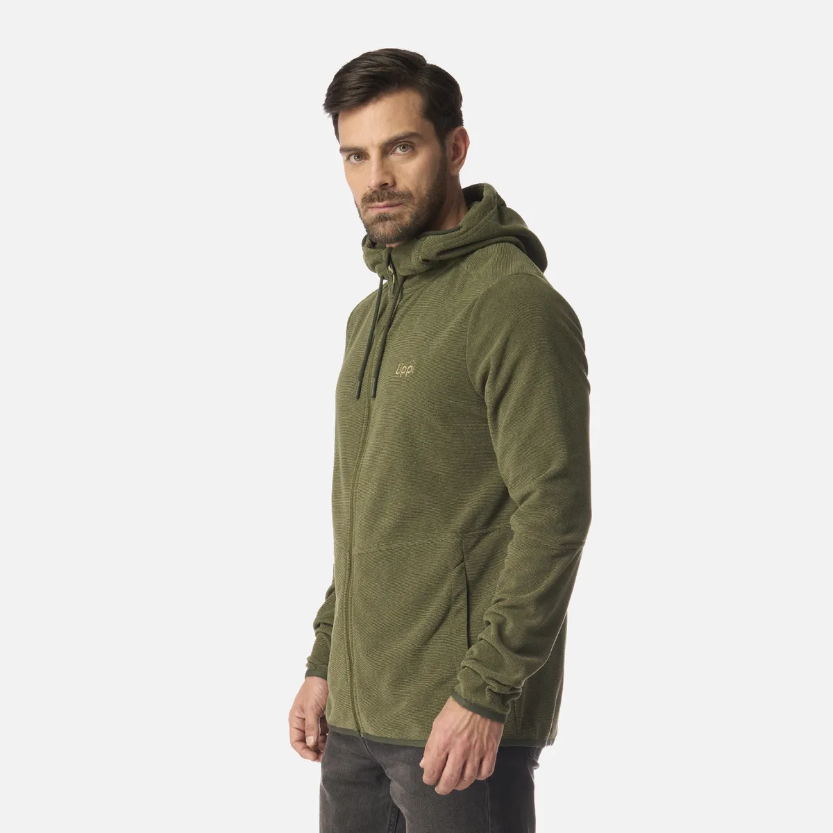 LIPPI - Polar Hombre Stripes Nano-F Full Zip Hoody Verde Militar Lippi